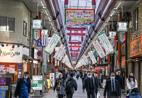 Getty Images Tenjinbashi Shotengai in Osaka is one of Japan's longest covered shopping streets (Credit: Getty Images)