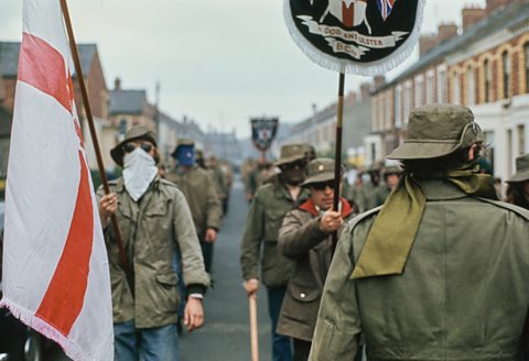 Masked members of the Ulster Defence Association (UDA), Belfast, 1973.