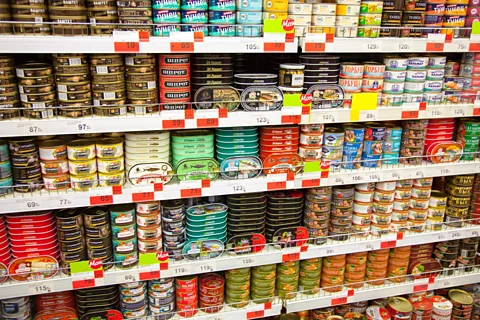 Getty Images In Russia, even an ordinary supermarket can offer travellers a surprisingly vast selection of tinned fish (Credit: Getty Images)