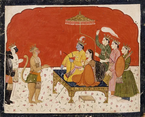 Getty Images An illustration of Rama's court from a 18th Century edition of the Ramayana (Credit: Getty Images)
