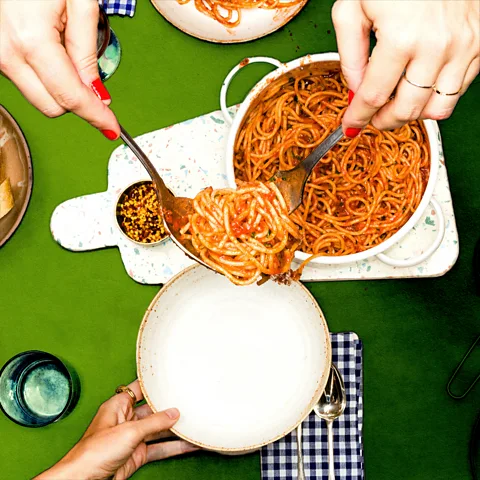 BBC/ Serenity Strull/ Getty Images Eating triggers the release of endorphins, which may help us to form stronger bonds while sharing food (Credit: BBC/ Serenity Strull/ Getty Images)