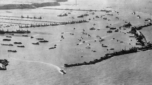 Mulberry harbour established during D-Day