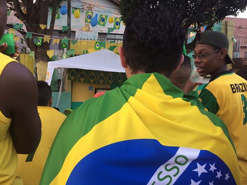 Brazilian fans before the 2014 World Cup (BBC copyright)
