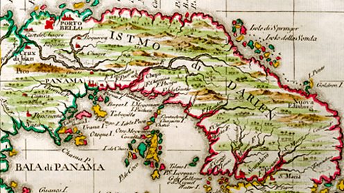 18th century map depicting the isthmus of Panama. Mary Evans Picture Library