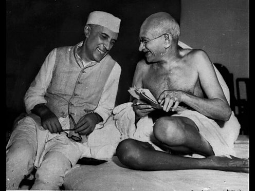 Jawaharlal Nehru and Mohandas Gandhi. AP Max Desfor