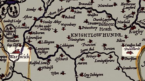 A map of the Midlands from the early 17th century