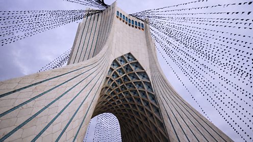 Tehran's Azadi tower strung with black flags for Ashura