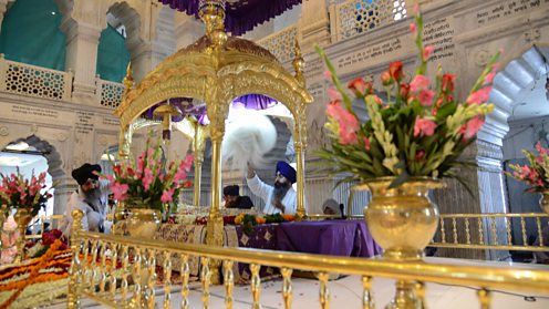 Interior of Sikh Gurdwara Sis Ganj Sahib in New Delhi