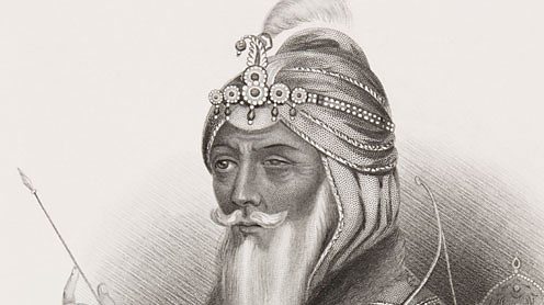 Ranjit Singh illustration from the book 'Gallery of Historical Portraits', pub. 1880.