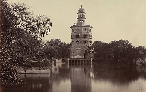 The Baba Atal, a nine-storied tower, part of the Golden Temple in Amritsar, India 1863.
