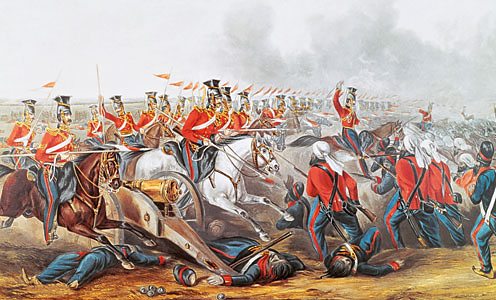 English cavalry attacking the Sikh at the Battle of Aliwal, 1846. Colonial Wars