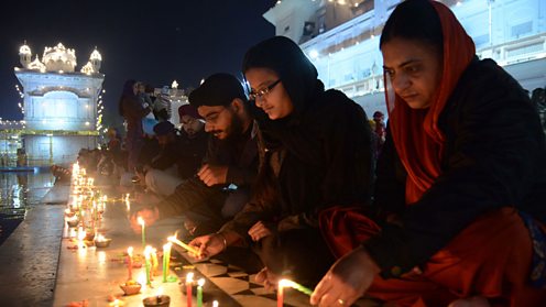 Indian Sikhs at the Golden Temple in Amritsar