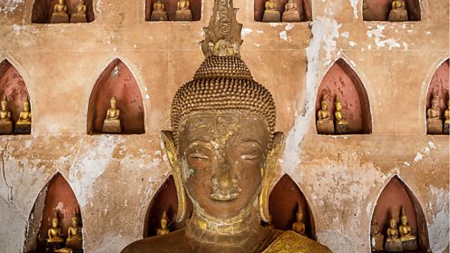 Buddhist statues in Wat Saket, Vientiane, Laos