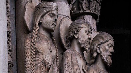 Saints at the entrance doors to Chartres Cathedral, France