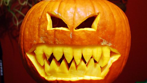 Carved jack-o'-lantern