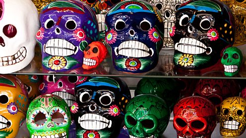 Decorated skull sculptures for the Day of the Dead Festival