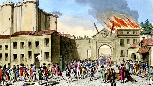 Painting of the storming of the Bastille during the French Revolution