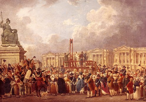 Painting depicting the execution of Louis XVI during the French Revolution