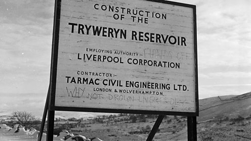 Work on the Tryweryn dam, and views of a forlorn valley