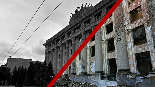 Харків "до" і "після": жахливі наслідки російських обстрілів - BBC News ...