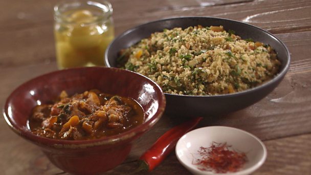 Goat tagine with toasted nut couscous recipe - BBC Food