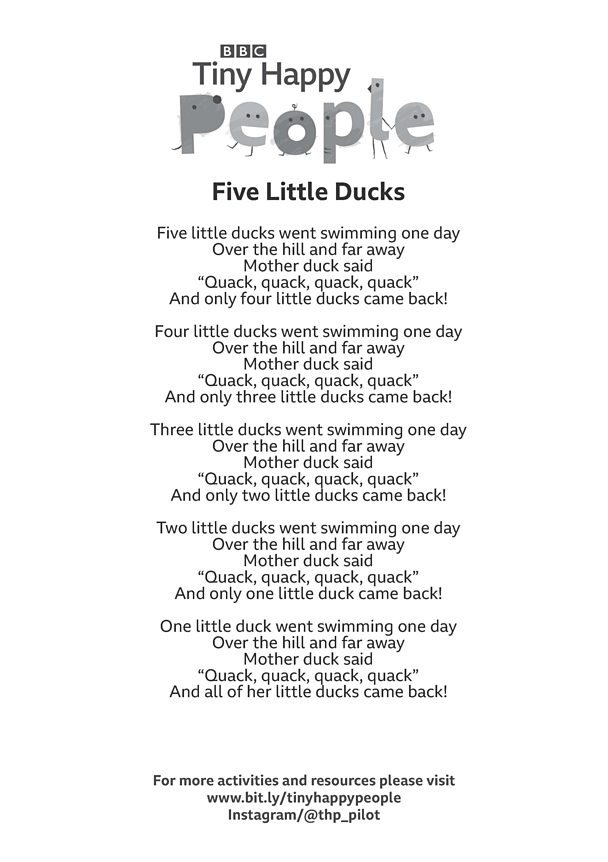 Nursery Rhyme Song Sheets To Download - BBC Tiny Happy People