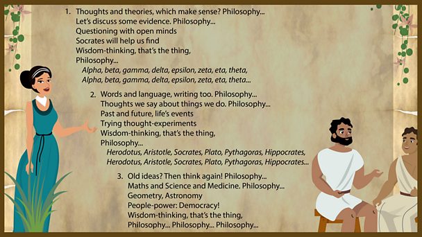 KS2 Music: Ancient Greece. Song: 'Philosophy' - BBC Teach