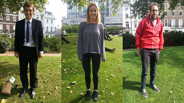 Stuart, Charlotte and Ed talking about their clothes