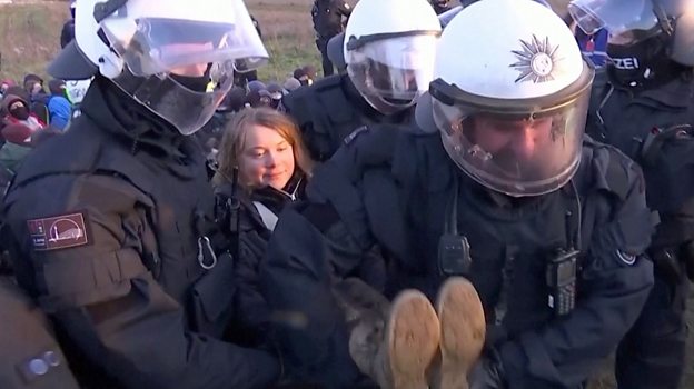 Greta Thunberg Detained At German Coal Protest Bbc News