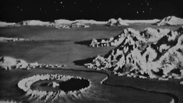 image of the moon's surface and title card of bbc's the moon documentary