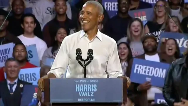 Moment Obama raps Eminem's Lose Yourself at Detroit rally