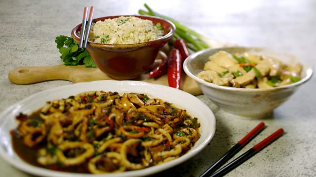 Lemon Chicken And Blackbean Squid With Stir Fried Rice Recipe