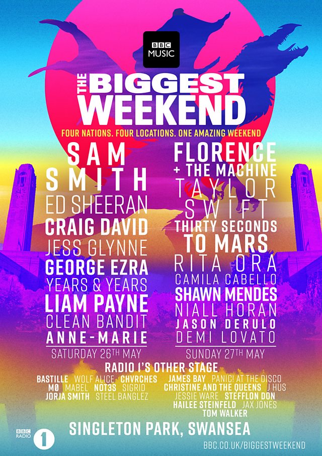 BBC Radio 1 The Biggest Weekend 2018 promotional poster