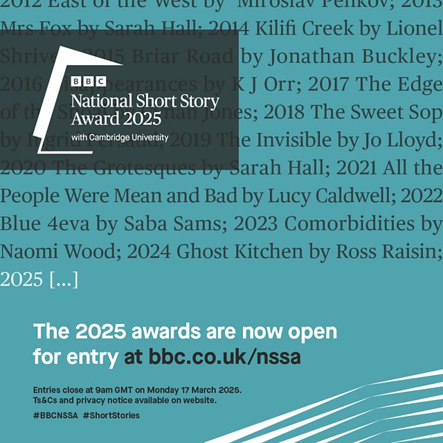 BBC Radio 4 BBC National Short Story Award The 2025 BBC National