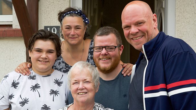 Chris with his family and Tom Kerridge