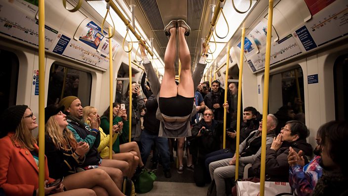 No Trousers Tube Ride: Trouserless travellers take to Tube for event - BBC  News