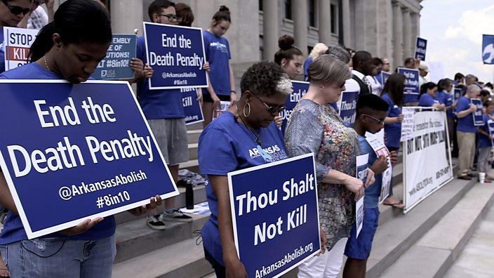 Campaigners rally against the death penalty in Arkansas