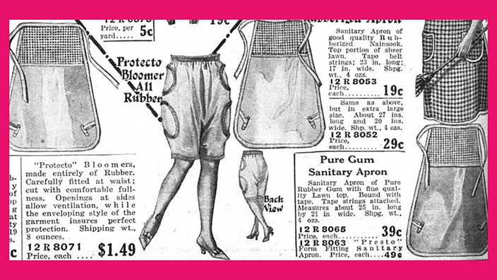 Rubber bloomers and sanitary aprons