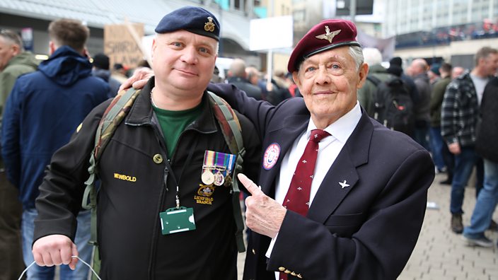 Veterans at the Football Lads Alliance protest in Birmingham on March 24