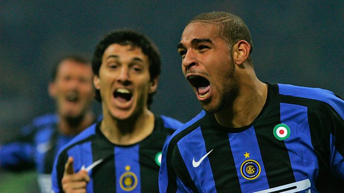 Adriano celebrates scoring for Inter