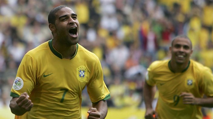 Adriano scores for Brazil at the 2006 World Cup