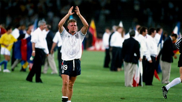 A photo of Paul Gascoigne weeping after England are knocked out of Italia '90.