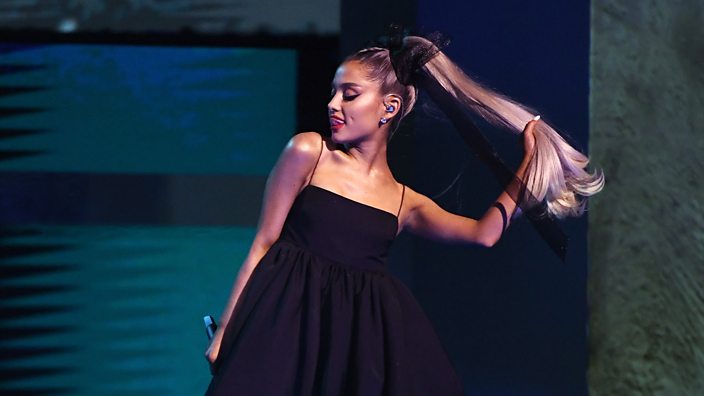 Ariana Grande performing at the Billboard Music Awards, May 2018