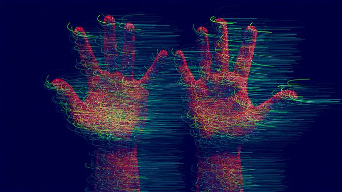 Distorted image of hands