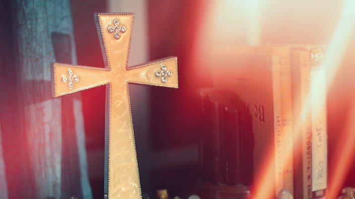 Cross and books at the church