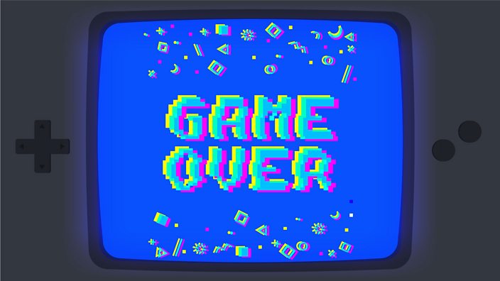 Retro video game screen with the words game over