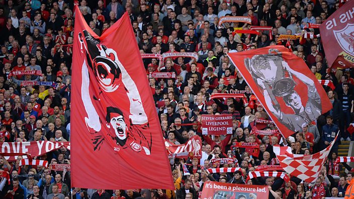 Steven Gerrard banners at Anfield