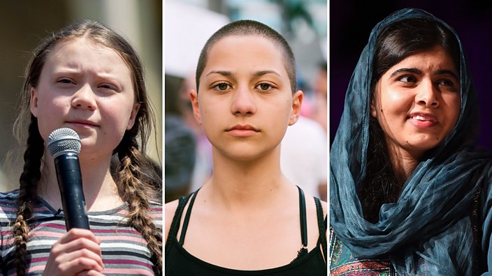 Greta Thunberg, Emma Gonzalez, Malala Yousafzai