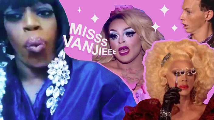 Drag queens collage featuring Jasmine Masters, Vanessa Vanjie Mateo (AKA Miss Vanjie), RuPaul, and Alyssa Edwards