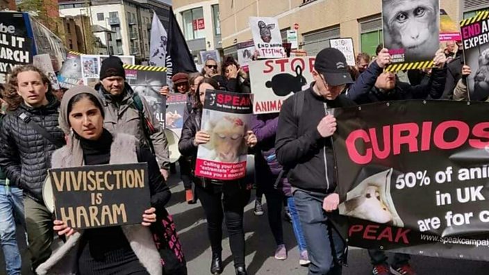 Mara at an animal rights protest